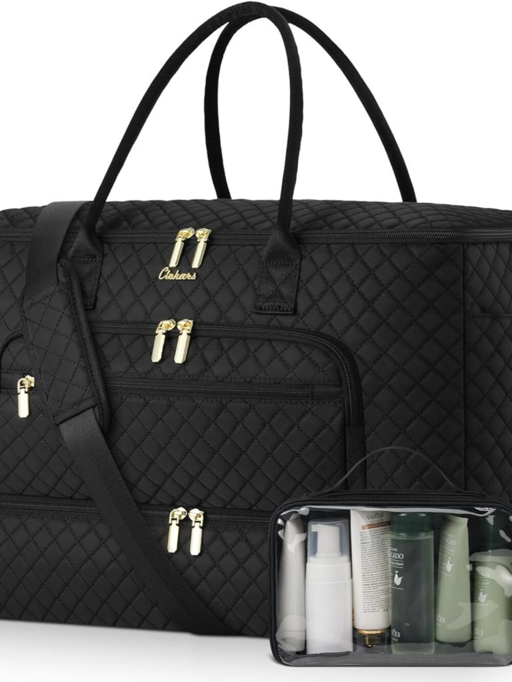 Travel Duffle Bag, Wide Open Large Weekender Bag for Women with Shoe Compartment